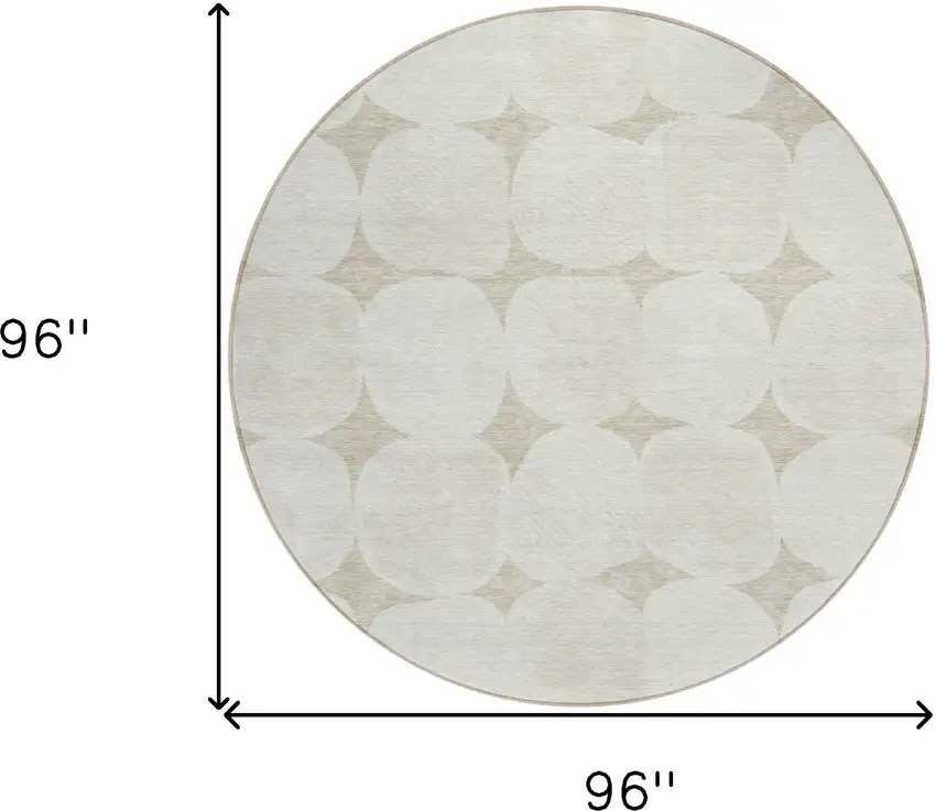 8' Beige And Brown Round Abstract Washable Indoor Outdoor Area Rug Photo 3