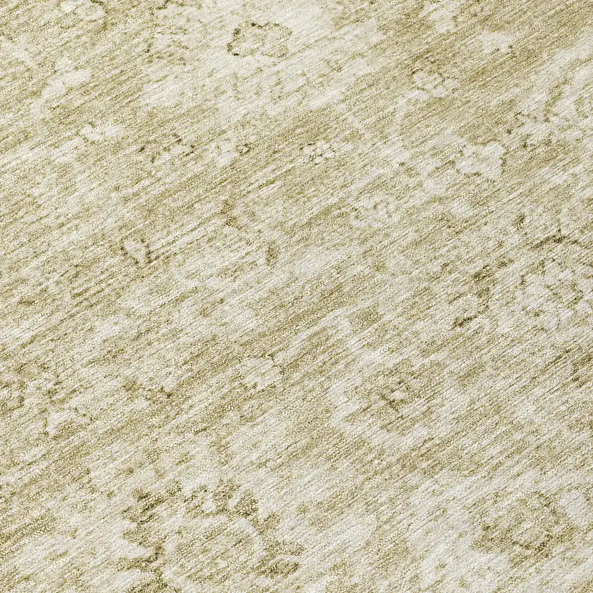 8' Beige And Brown Round Damask Washable Indoor Outdoor Area Rug Photo 8