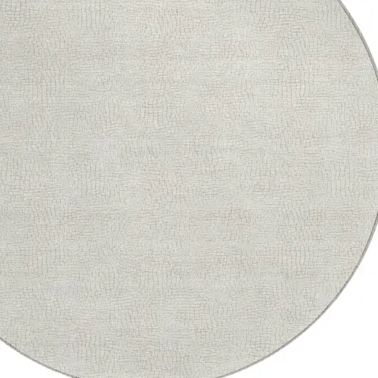 8' Beige And Brown Round Geometric Washable Indoor Outdoor Area Rug Photo 5