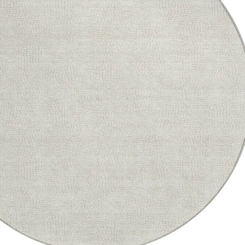 8' Beige And Brown Round Geometric Washable Indoor Outdoor Area Rug Photo 5