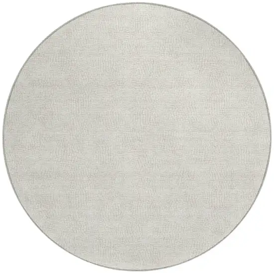 8' Beige And Brown Round Geometric Washable Indoor Outdoor Area Rug Photo 6