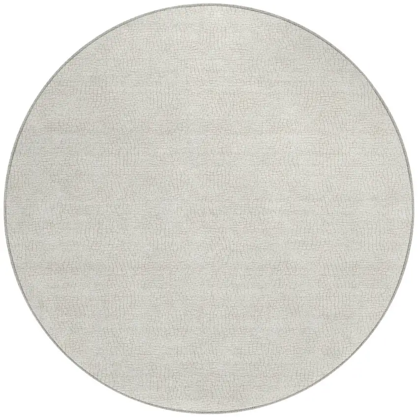 8' Beige And Brown Round Geometric Washable Indoor Outdoor Area Rug Photo 6