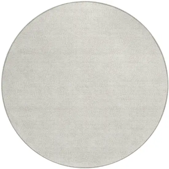 8' Beige And Brown Round Geometric Washable Indoor Outdoor Area Rug Photo 2