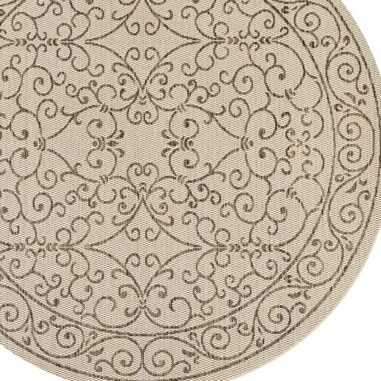 6' Beige And Brown Round Medallion Indoor Outdoor Area Rug Photo 2