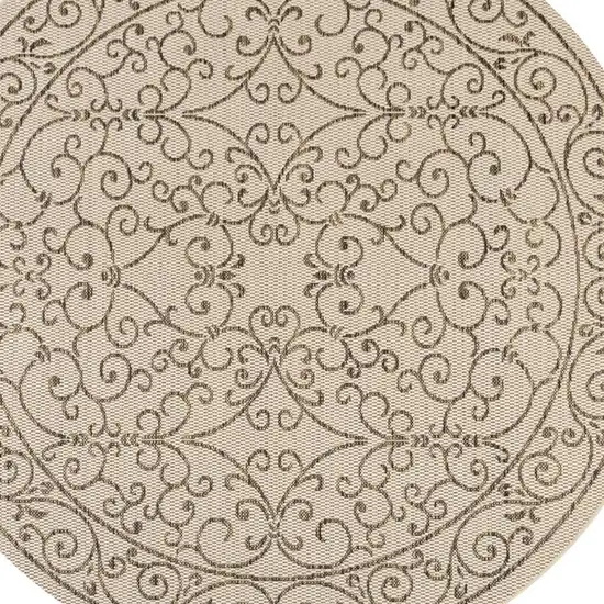 8' Beige And Brown Round Medallion Indoor Outdoor Area Rug Photo 2