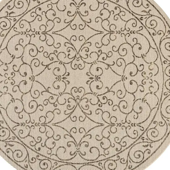 9' Beige And Brown Round Medallion Indoor Outdoor Area Rug Photo 2