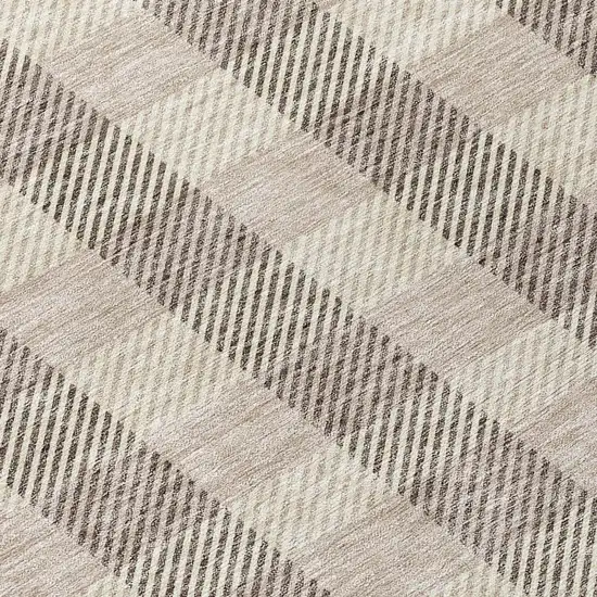 8' Beige And Brown Round Plaid Washable Indoor Outdoor Area Rug Photo 7
