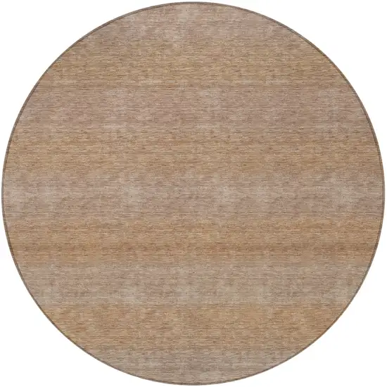 8' Beige And Brown Round Striped Washable Indoor Outdoor Area Rug Photo 4