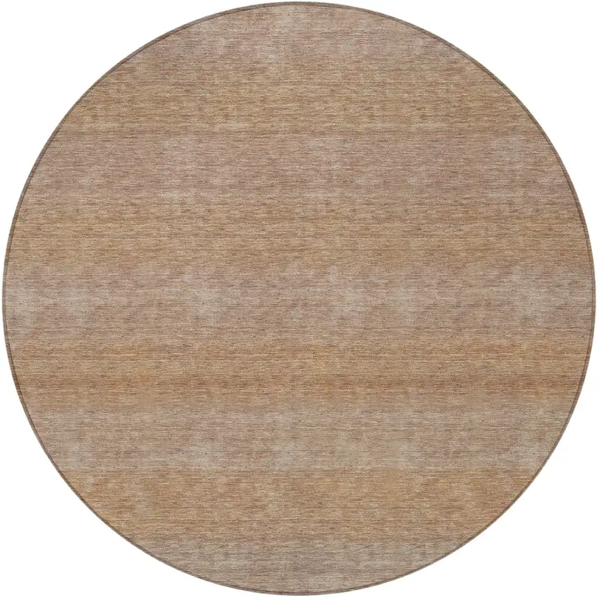 8' Beige And Brown Round Striped Washable Indoor Outdoor Area Rug Photo 4