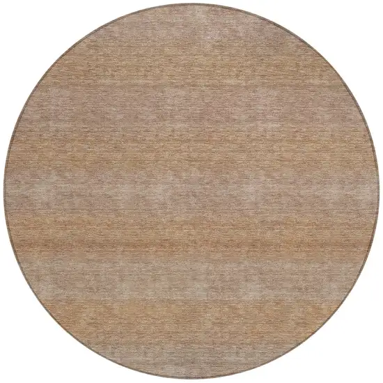 8' Beige And Brown Round Striped Washable Indoor Outdoor Area Rug Photo 3