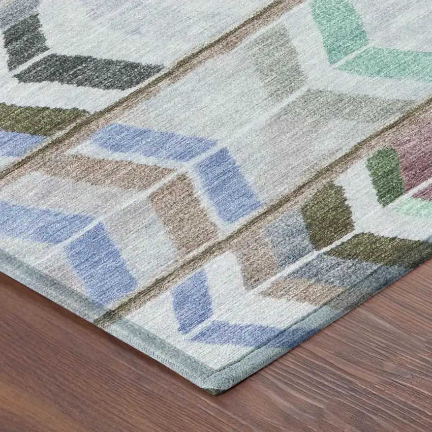 8' Beige And Brown Round Tribal Washable Indoor Outdoor Area Rug Photo 5