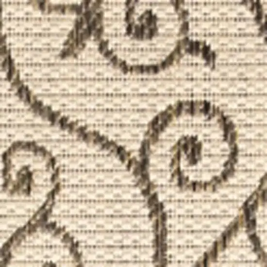 8' Beige And Brown Square Geometric Indoor Outdoor Area Rug Photo 2