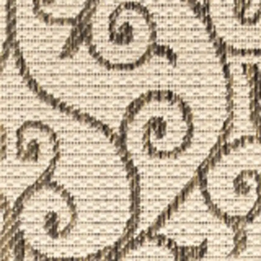 8' Beige And Brown Square Geometric Indoor Outdoor Area Rug Photo 3