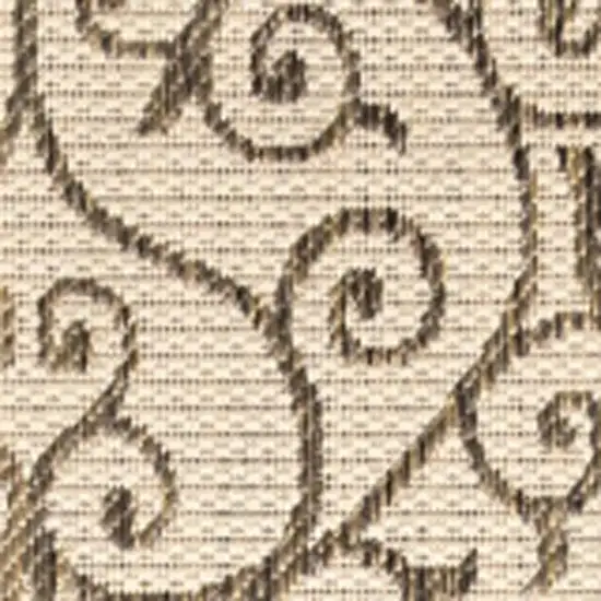 9' Beige And Brown Square Geometric Indoor Outdoor Area Rug Photo 3