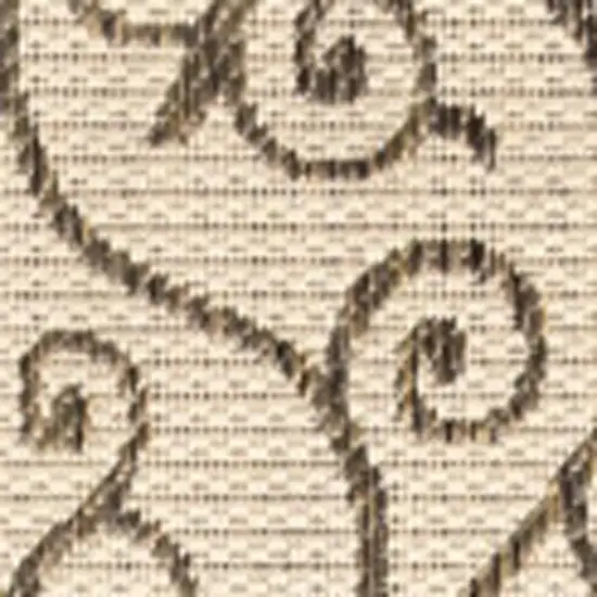 9' Beige And Brown Square Geometric Indoor Outdoor Area Rug Photo 2