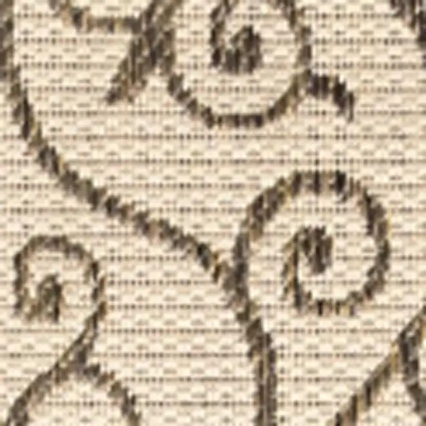 9' Beige And Brown Square Geometric Indoor Outdoor Area Rug Photo 2