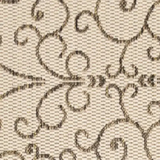 6' Beige And Brown Square Medallion Indoor Outdoor Area Rug Photo 2