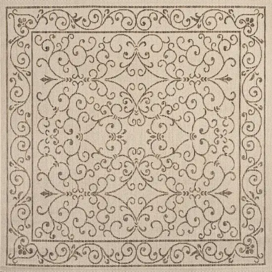 9' Beige And Brown Square Medallion Indoor Outdoor Area Rug Photo 1