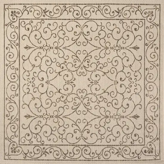 9' Beige And Brown Square Medallion Indoor Outdoor Area Rug Photo 3