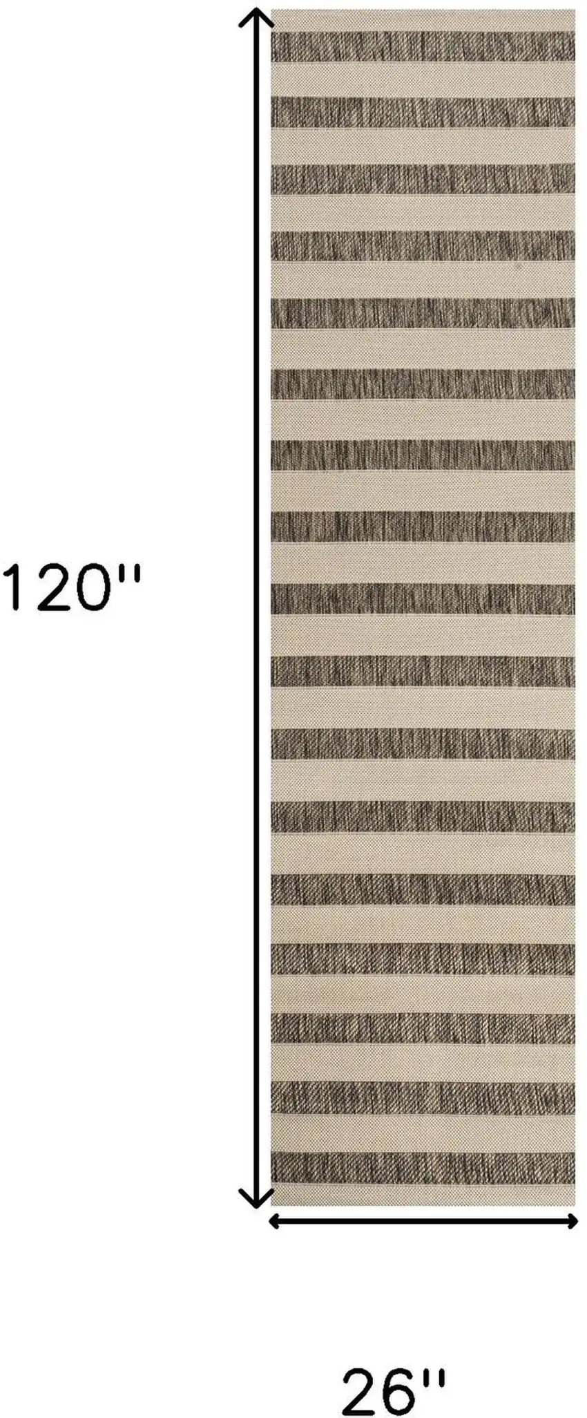 10' Beige And Brown Striped Indoor Outdoor Runner Rug Photo 3