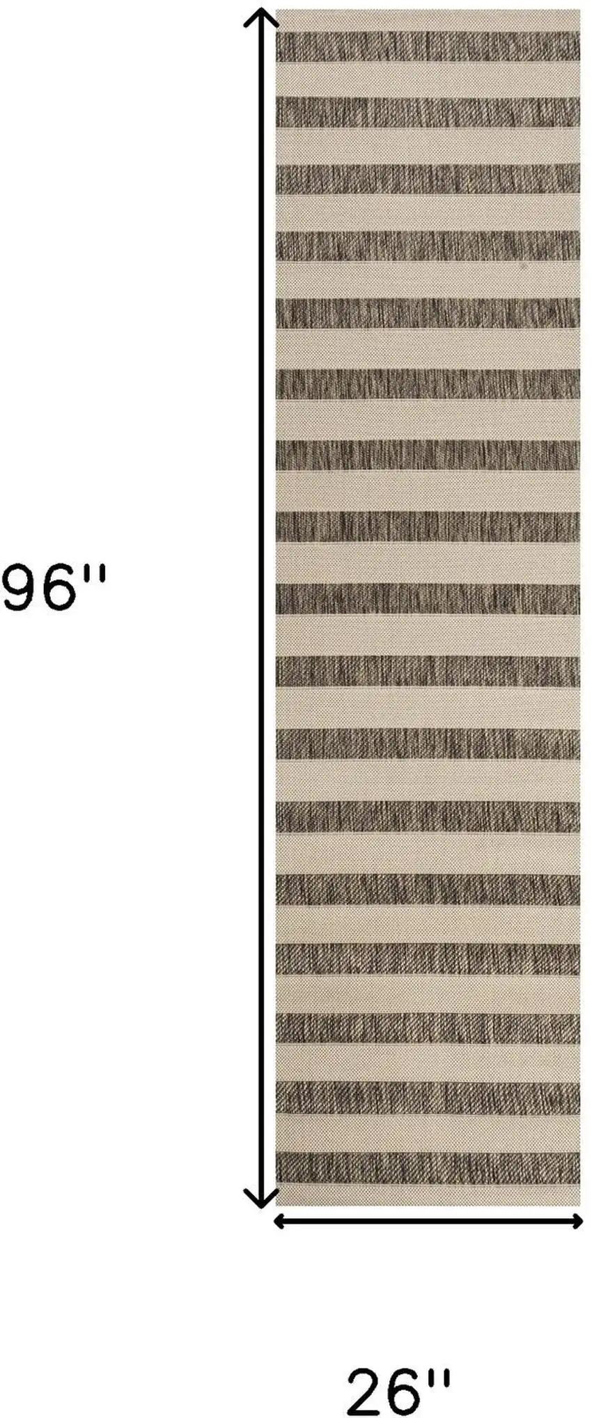 8' Beige And Brown Striped Indoor Outdoor Runner Rug Photo 3