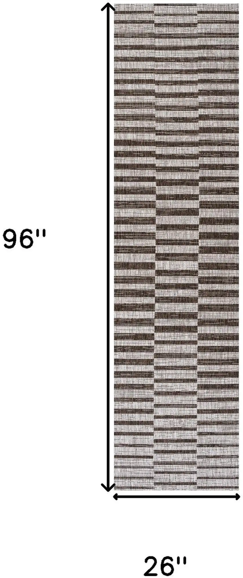 8' Beige And Brown Striped Indoor Outdoor Runner Rug Photo 3