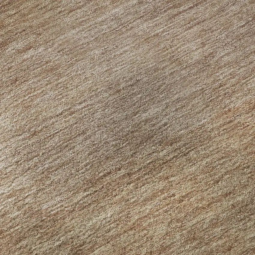 8' Beige And Brown Striped Washable Round Rug With UV Protection Photo 8