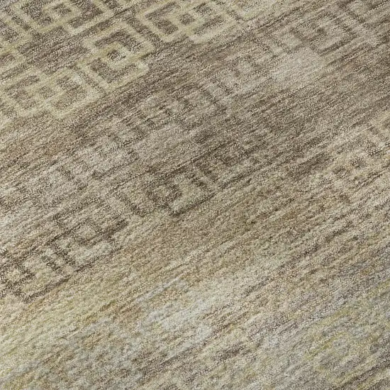 8' Beige And Brown Striped Washable Round Rug With UV Protection Photo 7