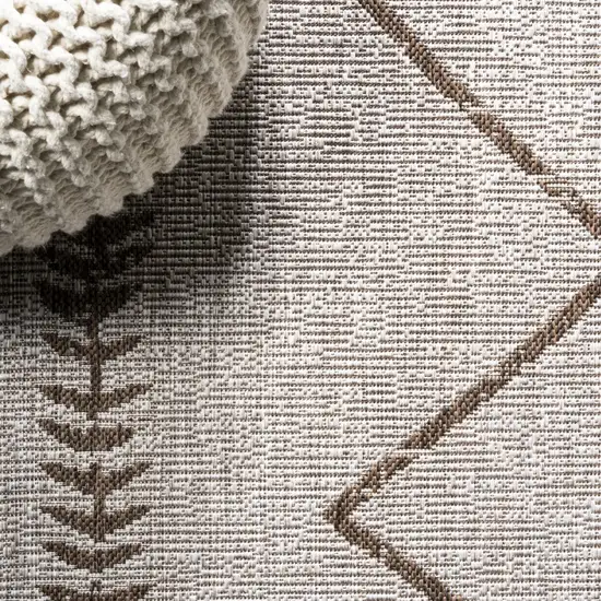 10' Beige And Brown Trellis Indoor Outdoor Runner Rug Photo 9