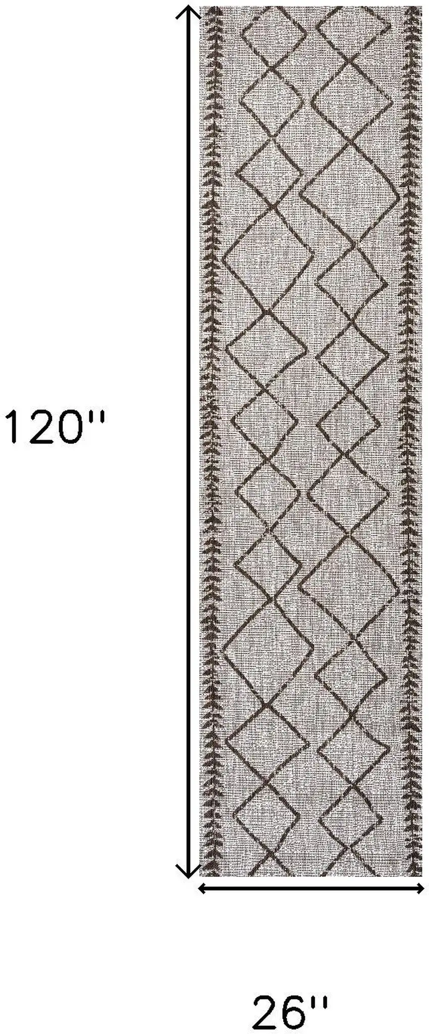 10' Beige And Brown Trellis Indoor Outdoor Runner Rug Photo 3