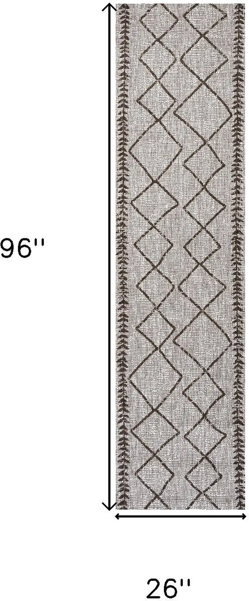 8' Beige And Brown Trellis Indoor Outdoor Runner Rug Photo 3