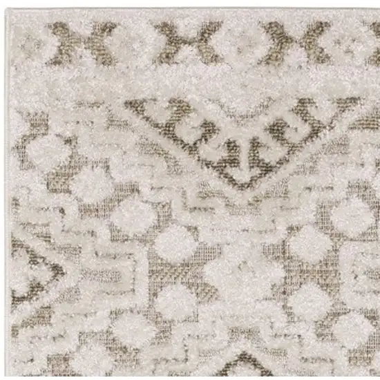 8' Beige And Brown Tribal Runner Rug Photo 6