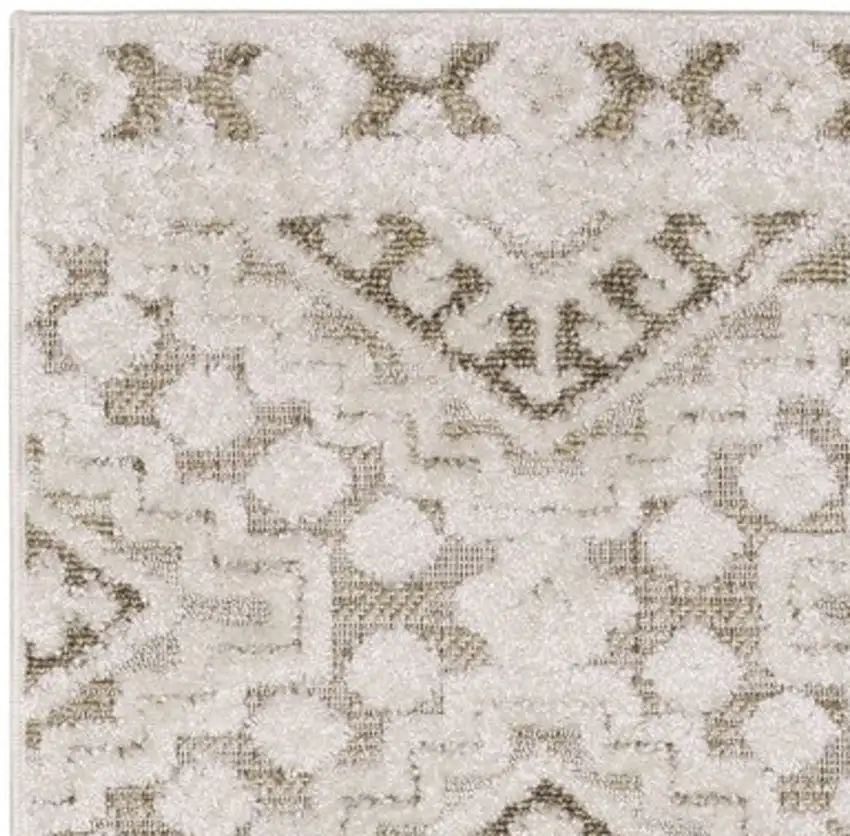 8' Beige And Brown Tribal Runner Rug Photo 6