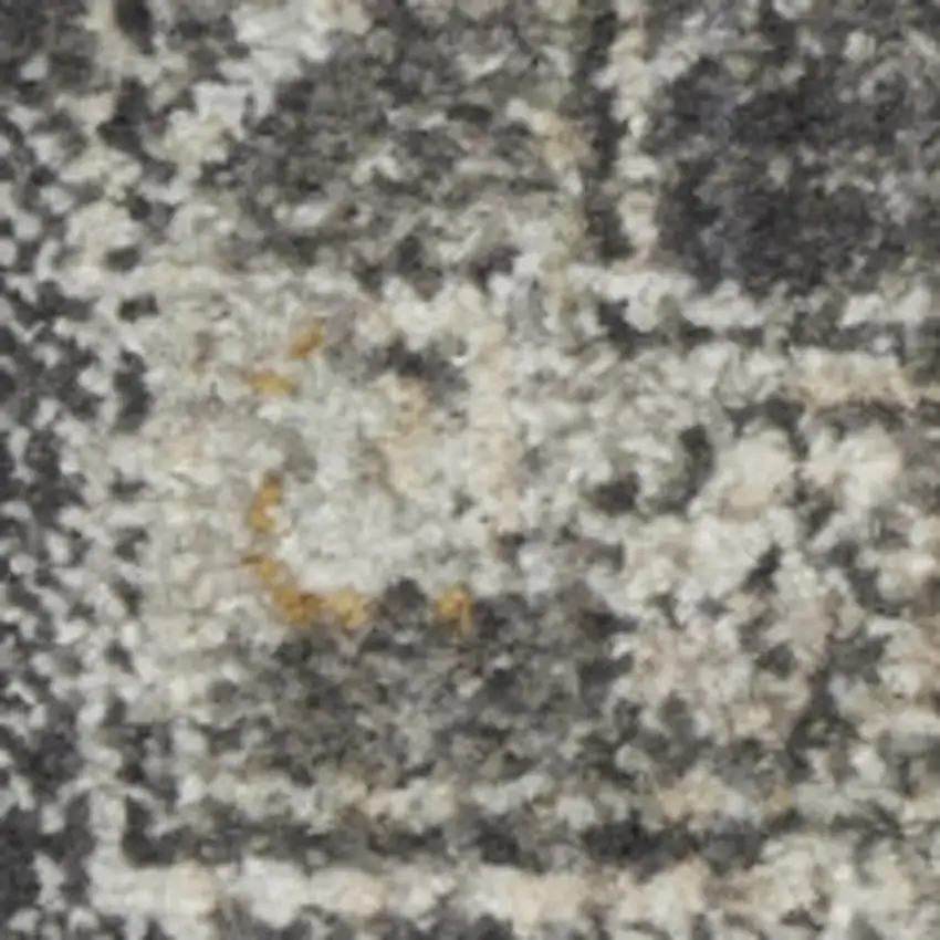 8' Beige And Charcoal Floral Distressed Runner Rug Photo 2