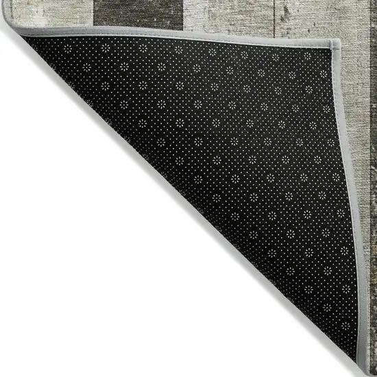 8' Beige And Charcoal Round Striped Washable Indoor Outdoor Area Rug Photo 5