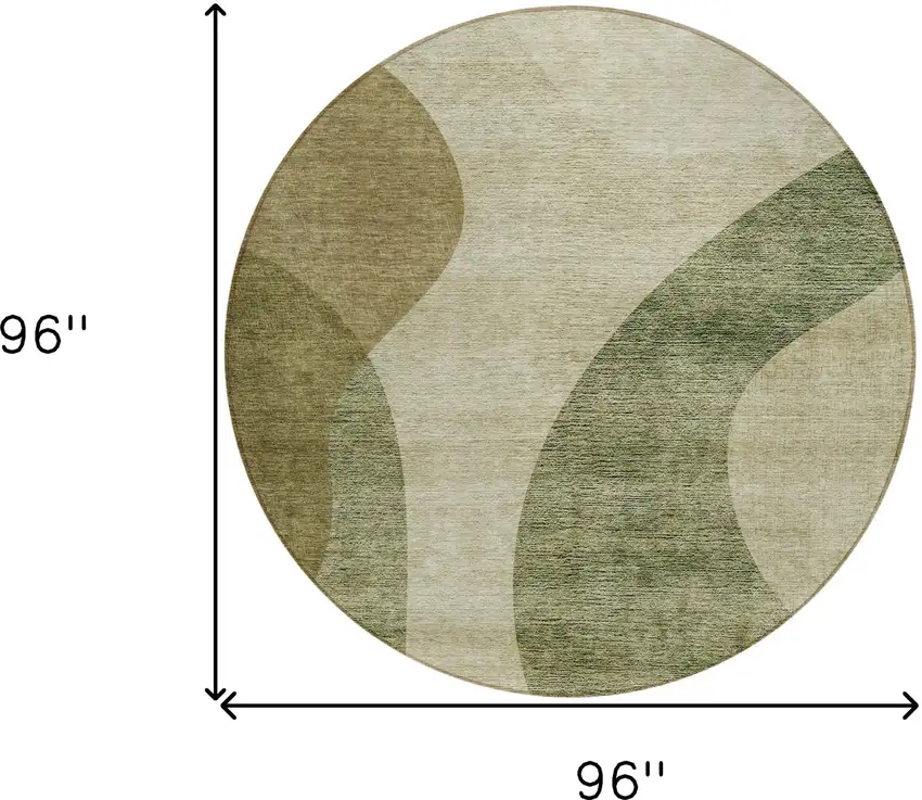 8' Beige And Chocolate Round Abstract Washable Indoor Outdoor Area Rug Photo 3