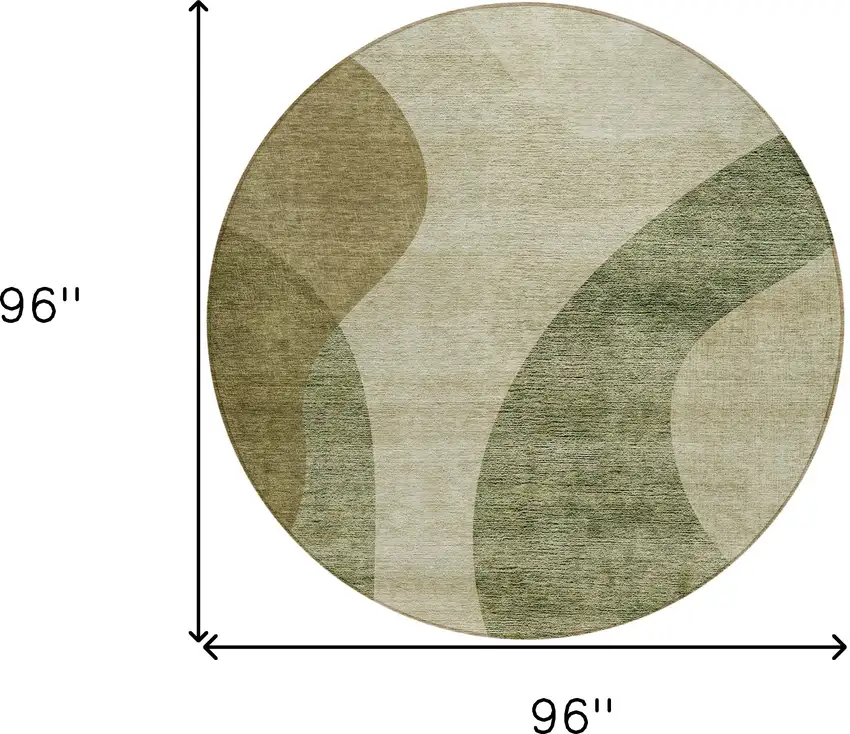 8' Beige And Chocolate Round Abstract Washable Indoor Outdoor Area Rug Photo 3
