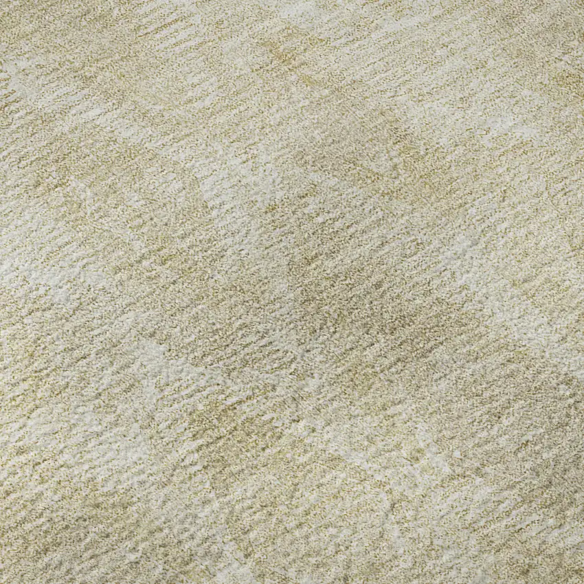 8' Beige And Coffee Diamond Washable Round Rug With UV Protection Photo 8