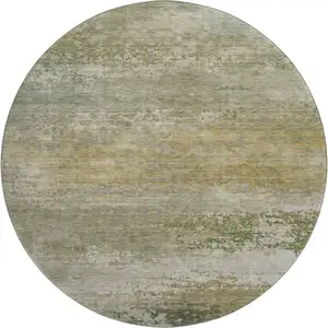 Photo of 8' Beige And Copper Abstract Washable Round Rug With UV Protection