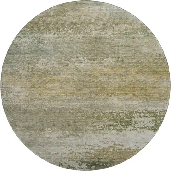 8' Beige And Copper Abstract Washable Round Rug With UV Protection Photo 1