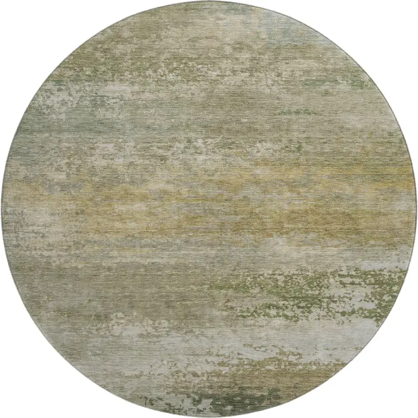 8' Beige And Copper Abstract Washable Round Rug With UV Protection Photo 1