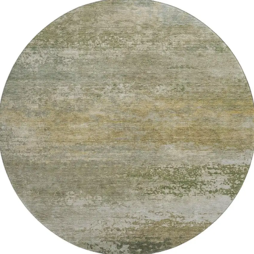 8' Beige And Copper Abstract Washable Round Rug With UV Protection Photo 4