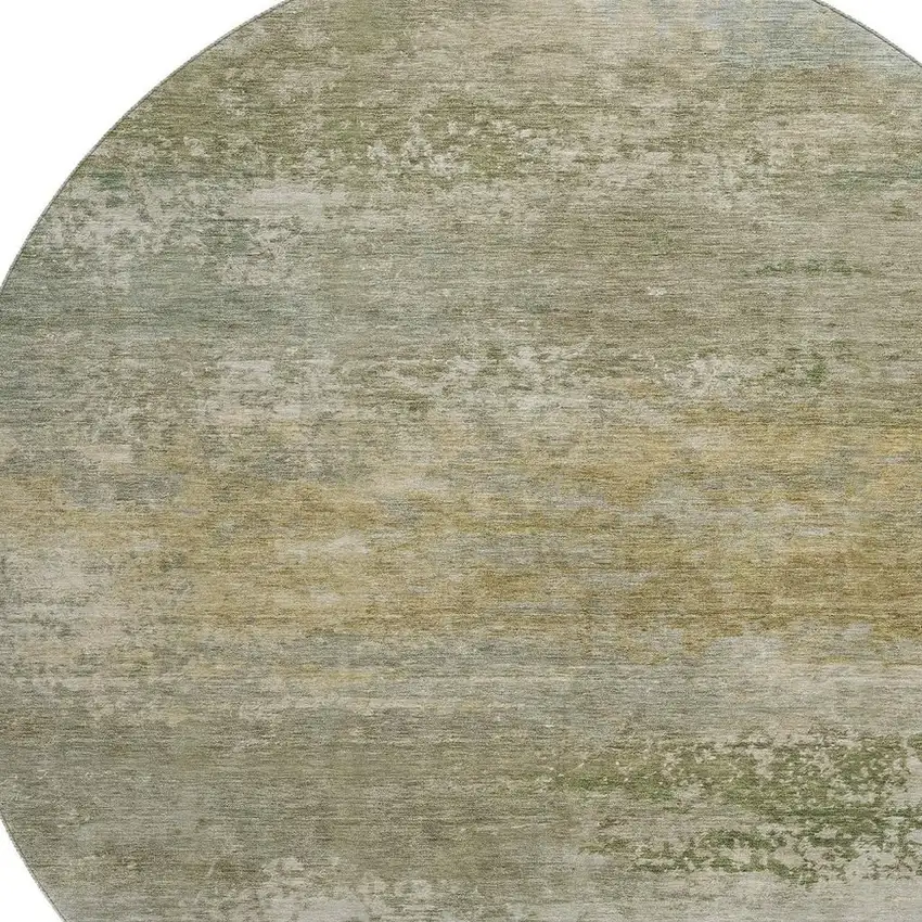 8' Beige And Copper Abstract Washable Round Rug With UV Protection Photo 3