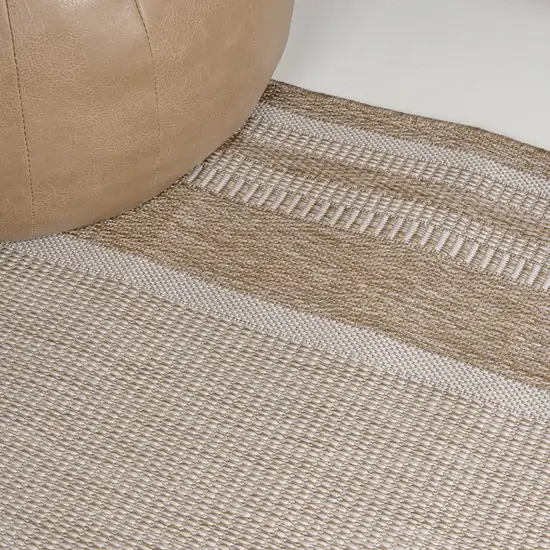 8' Beige And Cream Indoor Outdoor Runner Rug Photo 5