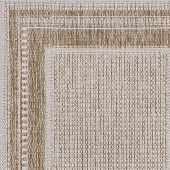 8' Beige And Cream Indoor Outdoor Runner Rug Photo 2