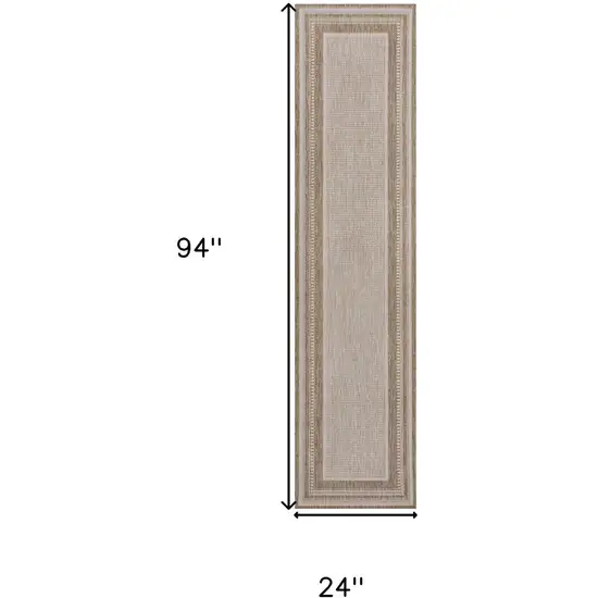 8' Beige And Cream Indoor Outdoor Runner Rug Photo 6