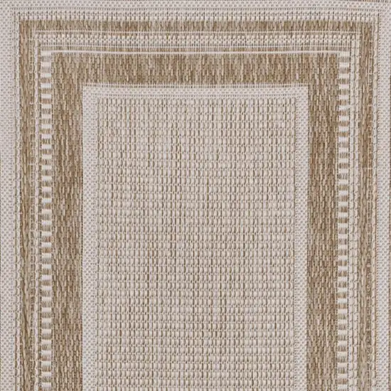 8' Beige And Cream Indoor Outdoor Runner Rug Photo 3