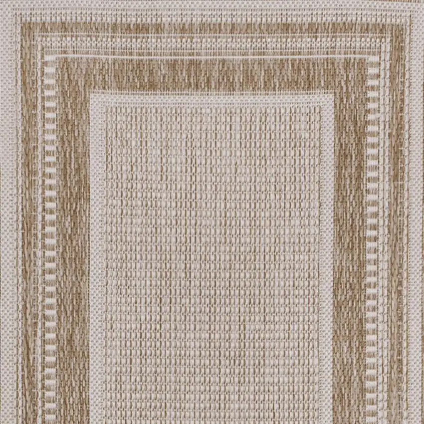 8' Beige And Cream Indoor Outdoor Runner Rug Photo 3