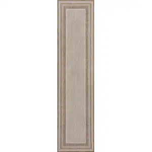 Photo of 8' Beige And Cream Indoor Outdoor Runner Rug