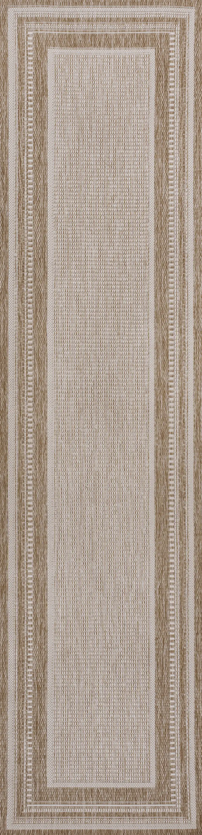 8' Beige And Cream Indoor Outdoor Runner Rug Photo 1